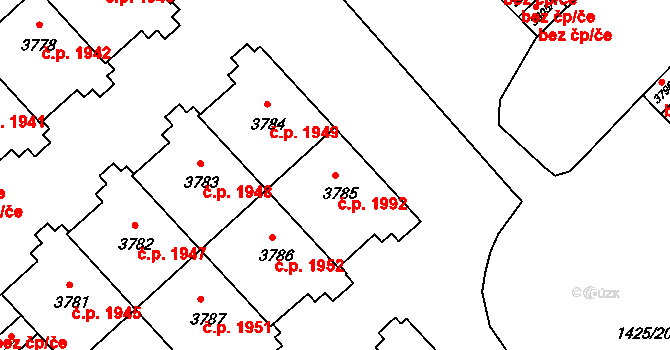 Šumperk 1992 na parcele st. 3785 v KÚ Šumperk, Katastrální mapa