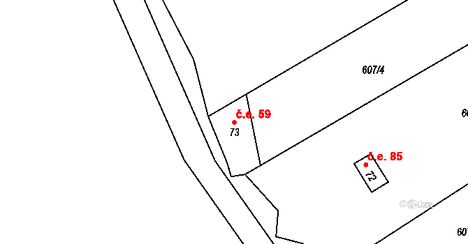 Teletín 59, Krňany na parcele st. 73 v KÚ Teletín, Katastrální mapa