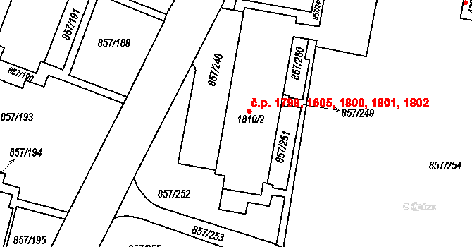 Blansko 1605,1799,1800,1801, na parcele st. 1810/2 v KÚ Blansko, Katastrální mapa