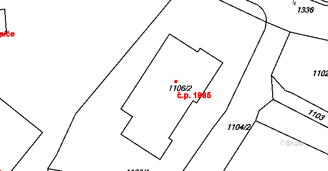 Tachov 1985 na parcele st. 1106/2 v KÚ Tachov, Katastrální mapa
