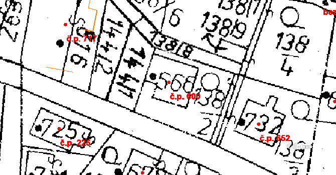 Kamenický Šenov 600 na parcele st. 666 v KÚ Kamenický Šenov, Katastrální mapa