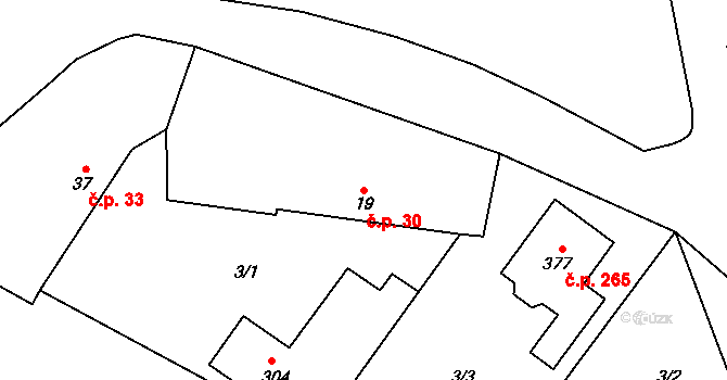 Kluk 30, Poděbrady na parcele st. 19 v KÚ Kluk, Katastrální mapa