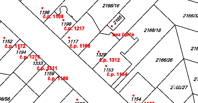 Lysá nad Labem 1312 na parcele st. 1329 v KÚ Lysá nad Labem, Katastrální mapa