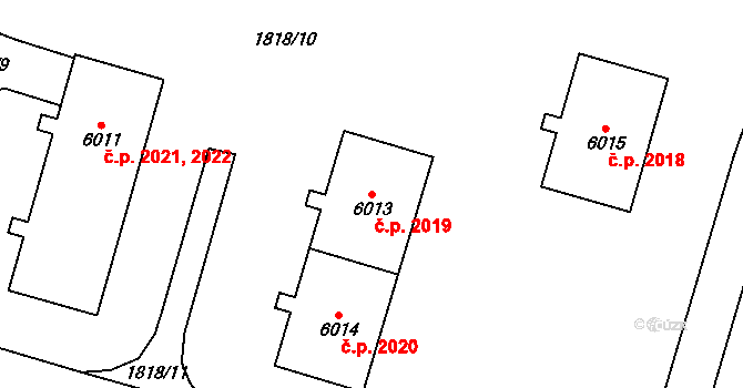 Cheb 2019 na parcele st. 6013 v KÚ Cheb, Katastrální mapa