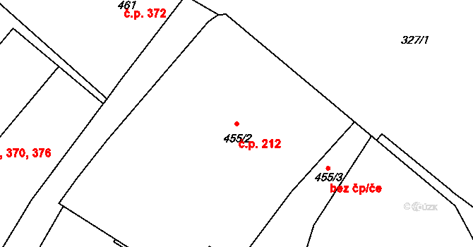 Rumburk 1 212, Rumburk na parcele st. 455/2 v KÚ Rumburk, Katastrální mapa