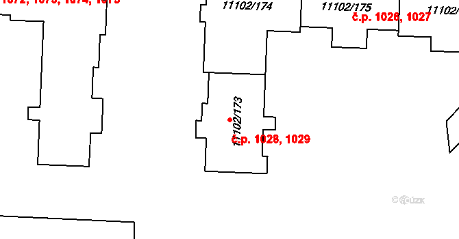 Severní Předměstí 1028,1029, Plzeň na parcele st. 11102/174 v KÚ Plzeň, Katastrální mapa