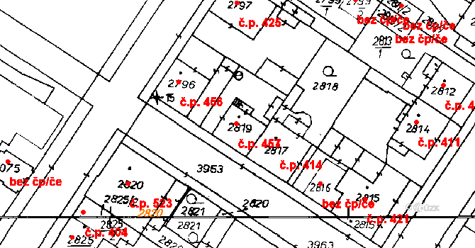 Poděbrady III 457, Poděbrady na parcele st. 2819 v KÚ Poděbrady, Katastrální mapa