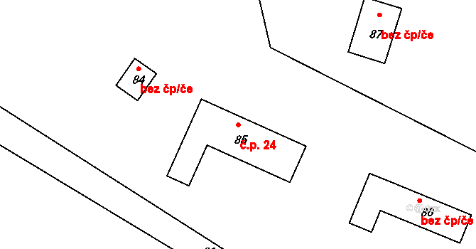 Boreček 24, Ralsko na parcele st. 85 v KÚ Boreček, Katastrální mapa
