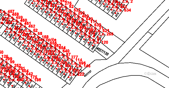 Veselí nad Moravou 4 na parcele st. 2183 v KÚ Veselí-Předměstí, Katastrální mapa