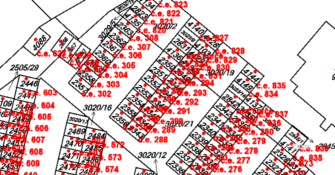 Kyjov 292 na parcele st. 2347 v KÚ Kyjov, Katastrální mapa