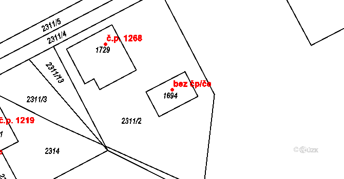Třebechovice pod Orebem 40331989 na parcele st. 1694 v KÚ Třebechovice pod Orebem, Katastrální mapa