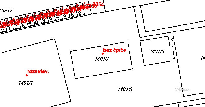 Havířov 41789989 na parcele st. 1401/2 v KÚ Prostřední Suchá, Katastrální mapa