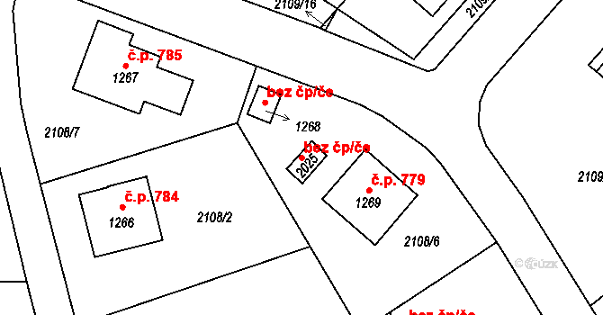 Pacov 42993989 na parcele st. 2025 v KÚ Pacov, Katastrální mapa