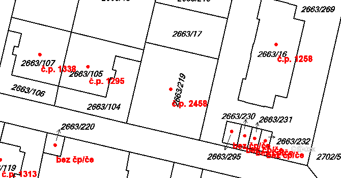 Předměstí 2458, Opava na parcele st. 2663/219 v KÚ Opava-Předměstí, Katastrální mapa