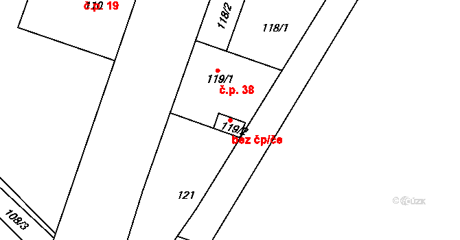 Mladá Boleslav 45307989 na parcele st. 119/2 v KÚ Bezděčín u Mladé Boleslavi, Katastrální mapa