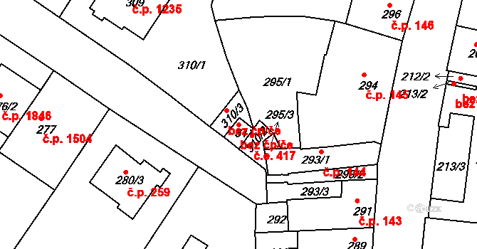 Roudnice nad Labem 47645989 na parcele st. 311 v KÚ Roudnice nad Labem, Katastrální mapa