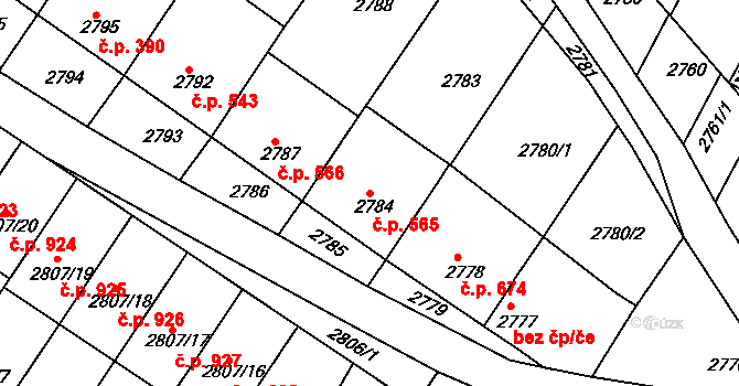 Nivnice 565 na parcele st. 2784 v KÚ Nivnice, Katastrální mapa
