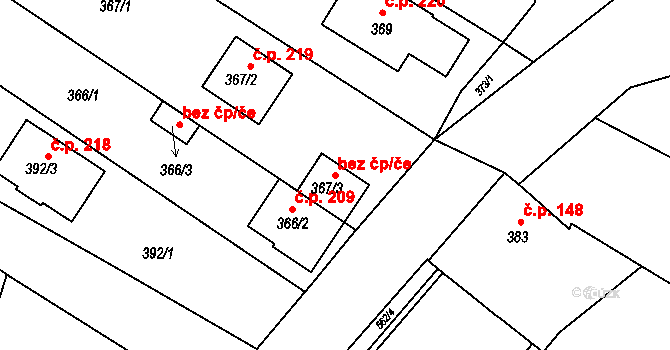 Uherské Hradiště 48872989 na parcele st. 367/3 v KÚ Vésky, Katastrální mapa