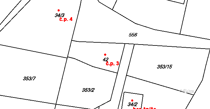 Kochánovice 3, Slatiňany na parcele st. 42 v KÚ Trpišov, Katastrální mapa