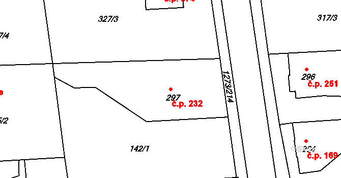 Kaznějov 232 na parcele st. 297 v KÚ Kaznějov, Katastrální mapa