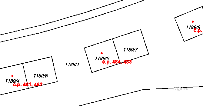 Líně 483,484 na parcele st. 1189/6 v KÚ Líně, Katastrální mapa