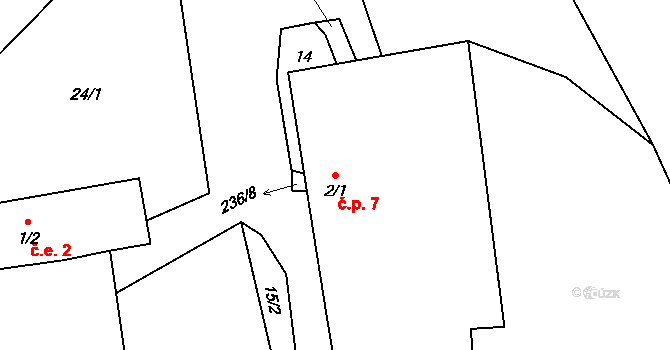 Milotičky 7, Červená Řečice na parcele st. 2/1 v KÚ Milotičky, Katastrální mapa