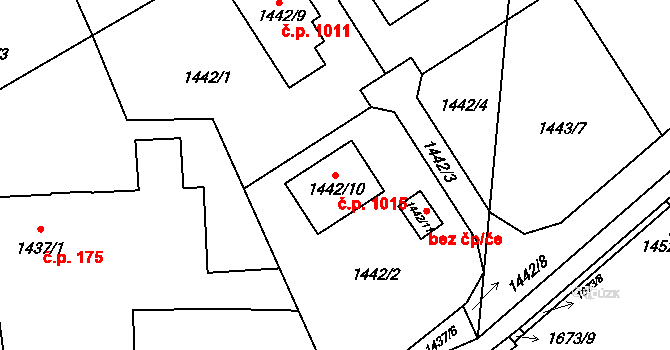 Hronov 1015 na parcele st. 1442/10 v KÚ Hronov, Katastrální mapa