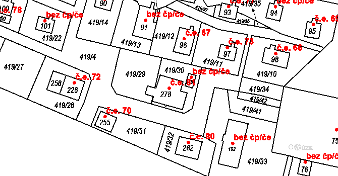 Vikletice 81, Chbany na parcele st. 278 v KÚ Vikletice, Katastrální mapa