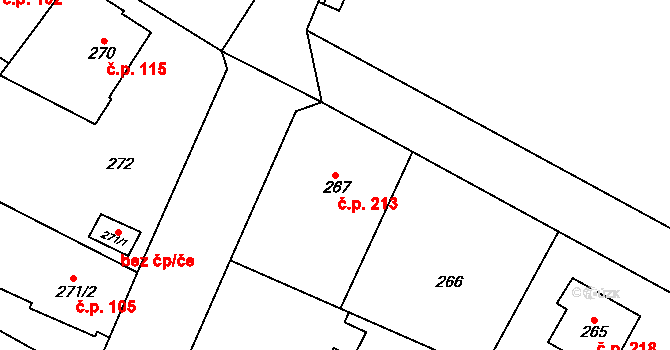 Senec 213, Zruč-Senec na parcele st. 267 v KÚ Senec u Plzně, Katastrální mapa