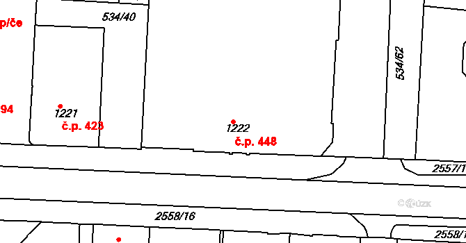 Havlíčkův Brod 448 na parcele st. 1222 v KÚ Havlíčkův Brod, Katastrální mapa