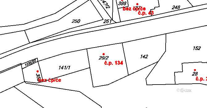 Horní Kostelec 134, Červený Kostelec na parcele st. 29/2 v KÚ Horní Kostelec, Katastrální mapa