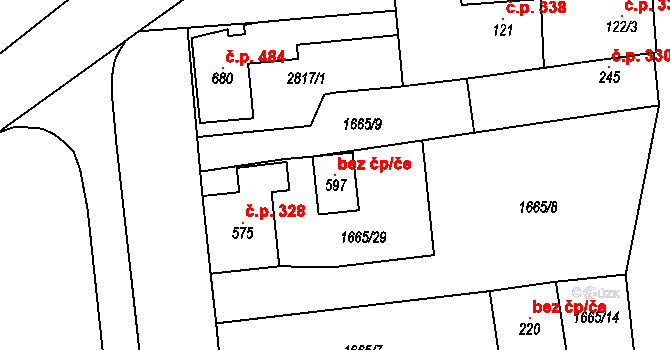 Přibice 96448989 na parcele st. 597 v KÚ Přibice, Katastrální mapa