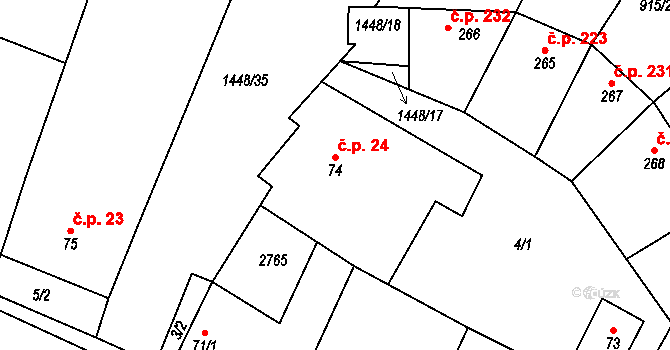 Krumvíř 24 na parcele st. 74 v KÚ Krumvíř, Katastrální mapa