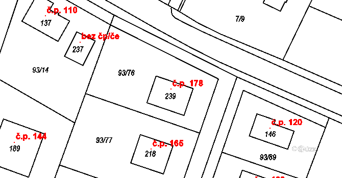 Hoděšovice 178, Býšť na parcele st. 239 v KÚ Hoděšovice, Katastrální mapa