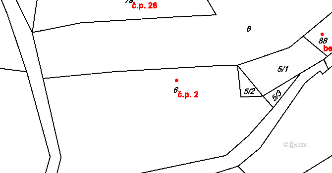 Čenovice 2, Čestín na parcele st. 6 v KÚ Čenovice, Katastrální mapa