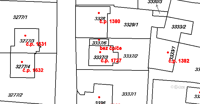 Dobrá Voda u Českých Budějovic 1727 na parcele st. 3337/3 v KÚ Dobrá Voda u Českých Budějovic, Katastrální mapa