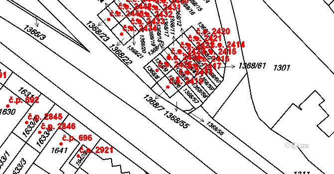 Jihlava 2419 na parcele st. 1368/7 v KÚ Jihlava, Katastrální mapa