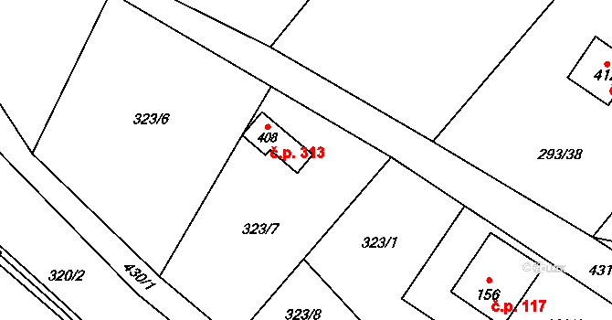 Horní Datyně 313, Vratimov na parcele st. 408 v KÚ Horní Datyně, Katastrální mapa