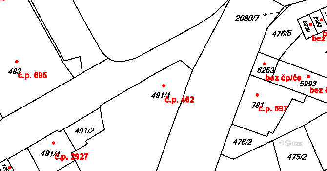 Šumperk 462 na parcele st. 491/1 v KÚ Šumperk, Katastrální mapa