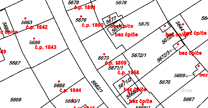 Kročehlavy 1859, Kladno na parcele st. 5673 v KÚ Kročehlavy, Katastrální mapa