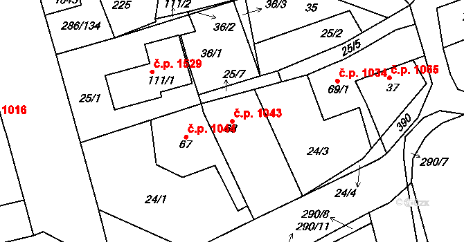 Švermov 1043, Kladno na parcele st. 68 v KÚ Hnidousy, Katastrální mapa