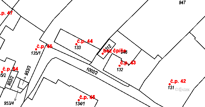 Všemyslice 147561990 na parcele st. 1312 v KÚ Všeteč, Katastrální mapa