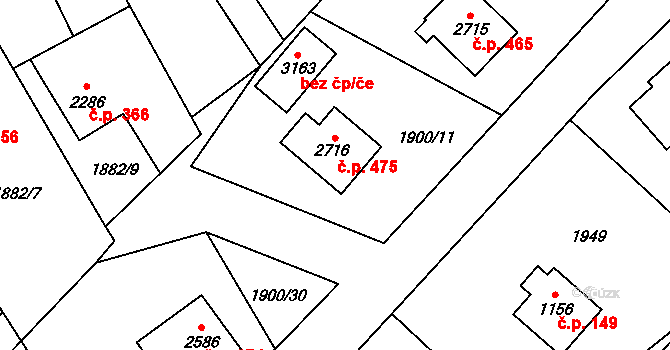 Ostravice 475 na parcele st. 2716 v KÚ Ostravice 1, Katastrální mapa