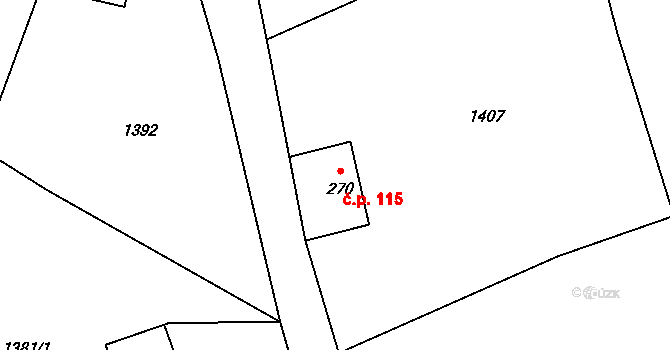 Valy 115, Krompach na parcele st. 270 v KÚ Krompach, Katastrální mapa