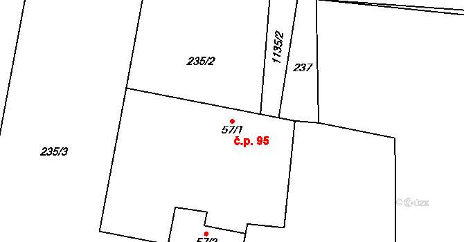 České Libchavy 95 na parcele st. 57/1 v KÚ České Libchavy, Katastrální mapa