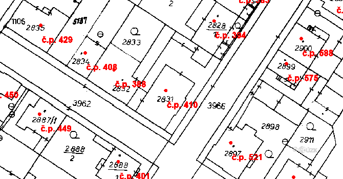 Poděbrady III 410, Poděbrady na parcele st. 2831 v KÚ Poděbrady, Katastrální mapa