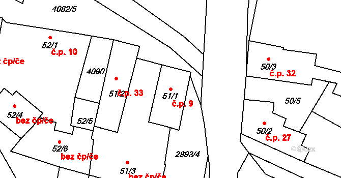 Holašovice 9, Jankov na parcele st. 51/1 v KÚ Holašovice, Katastrální mapa