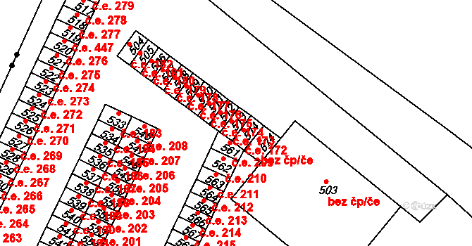 Háje 173, Cheb na parcele st. 513 v KÚ Háje u Chebu, Katastrální mapa