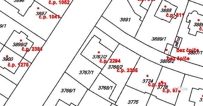 Strašnice 2294, Praha na parcele st. 3767/2 v KÚ Strašnice, Katastrální mapa