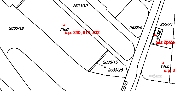 Střední Předměstí 810,811,812, Trutnov na parcele st. 4366 v KÚ Trutnov, Katastrální mapa